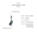 S925 Sterling Silber Pfauenfeder Anhänger DIY Armband Halskette Zubehör – Bild 4