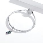 S925 Sterling Silber Pfauenfeder Anhänger DIY Armband Halskette Zubehör – Bild 7