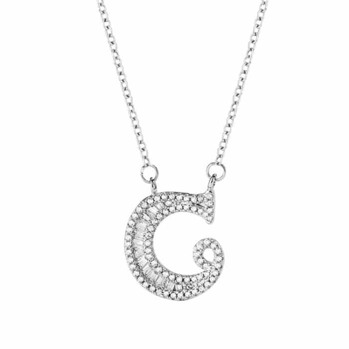 Damen-Halskette mit Anhänger aus S925-Sterlingsilber mit englischem Alphabet – Bild 2