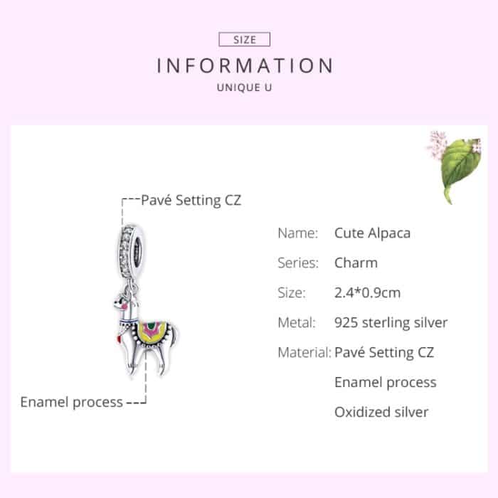 S925 Sterling Silber niedlichen Alpaka Anhänger DIY Armband Halskette Zubehör – Bild 4