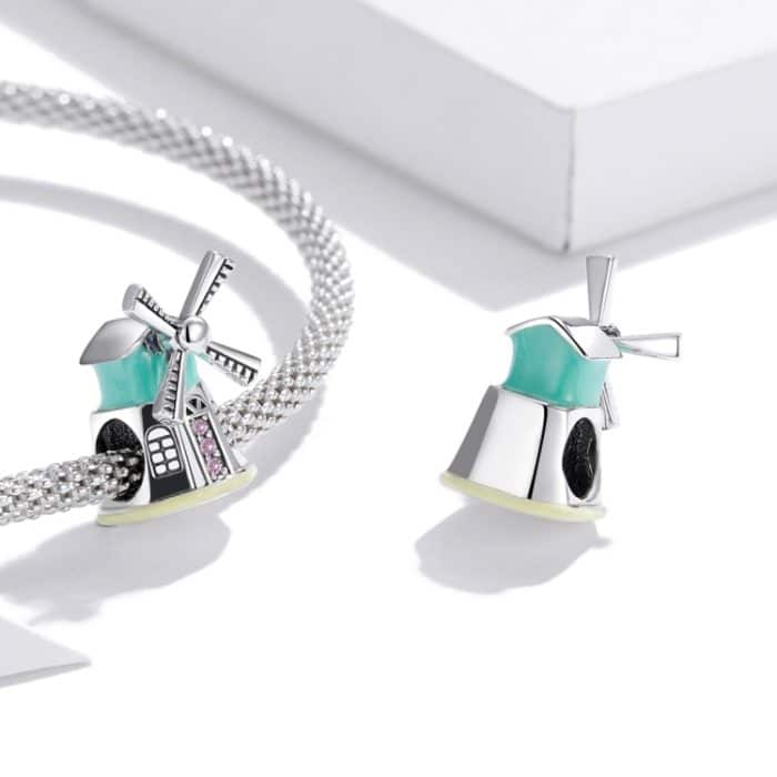 S925 Sterling Silber Dutch Windmills Perlen DIY Armband Halskette Zubehör – Bild 6