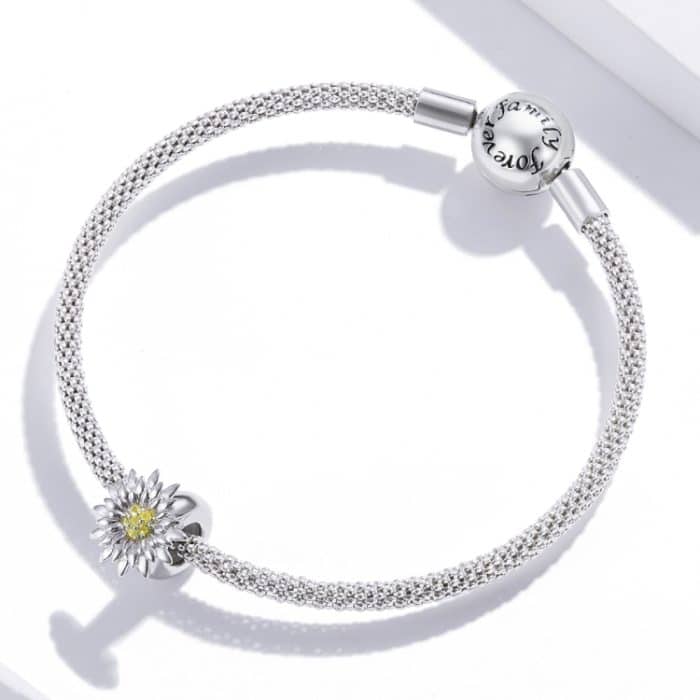 S925 Sterling Silber Weiß Sonnenblumen Perlen DIY Armband Halskette Zubehör – Bild 7