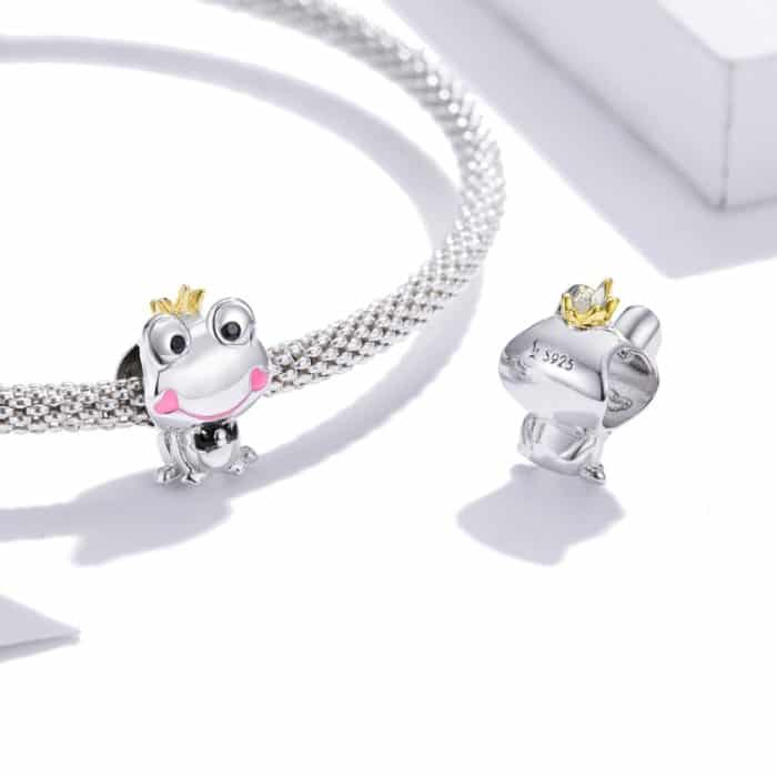 S925 Sterling Silber Gentle Frog Prince Perlen DIY Armband Halskette Zubehör – Bild 6