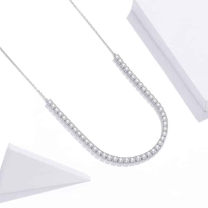 S925 Sterling Silber Simple Shine Clavicle Chain Frauen Nacklace Schmuck – Bild 3