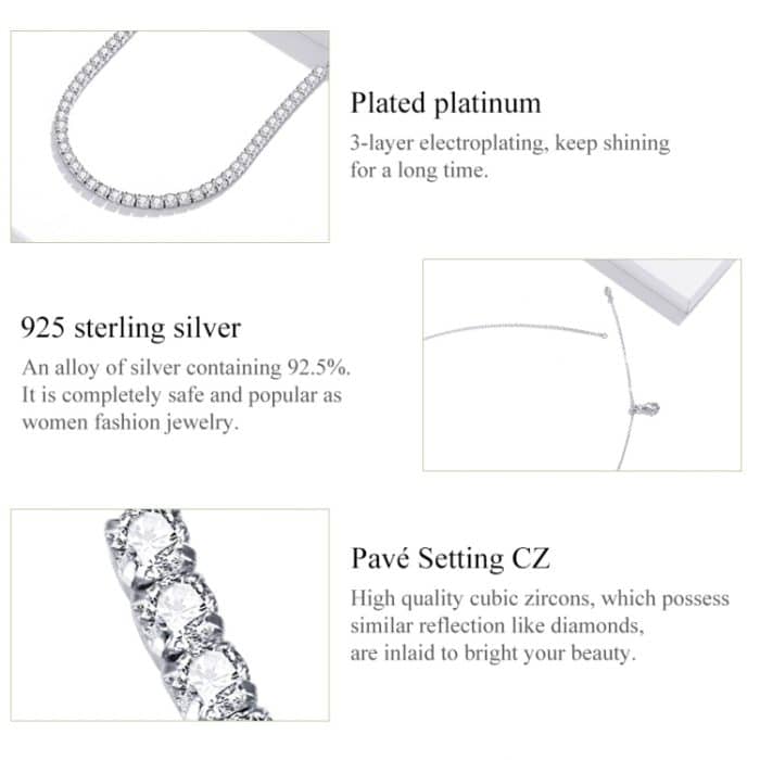 S925 Sterling Silber Simple Shine Clavicle Chain Frauen Nacklace Schmuck – Bild 5