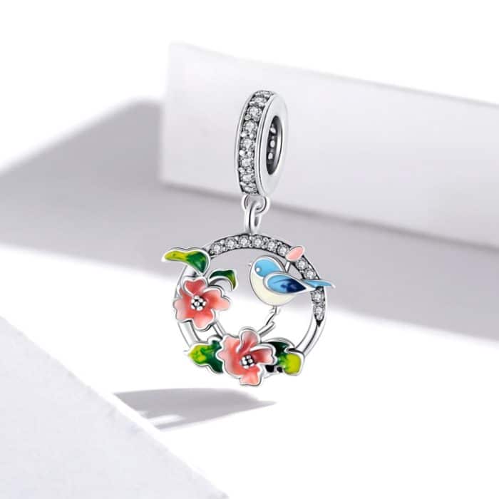 S925 Sterling Silber Vögel Blumen Anhänger DIY Armband Halskette Zubehör – Bild 2