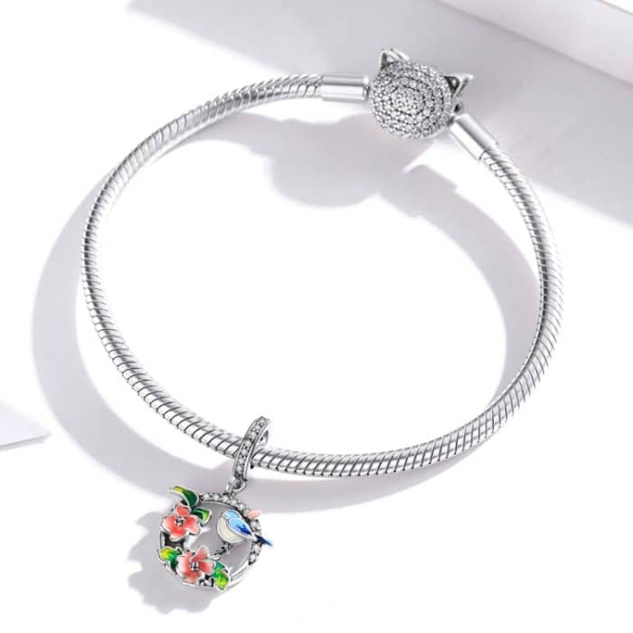 S925 Sterling Silber Vögel Blumen Anhänger DIY Armband Halskette Zubehör – Bild 7
