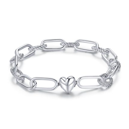 S925 Sterling Silber Büroklammer Love Damen Armband Schmuck