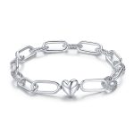 S925 Sterling Silber Büroklammer Love Damen Armband Schmuck – Bild 2