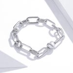 S925 Sterling Silber Büroklammer Love Damen Armband Schmuck – Bild 3