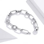 S925 Sterling Silber Büroklammer Love Damen Armband Schmuck – Bild 4