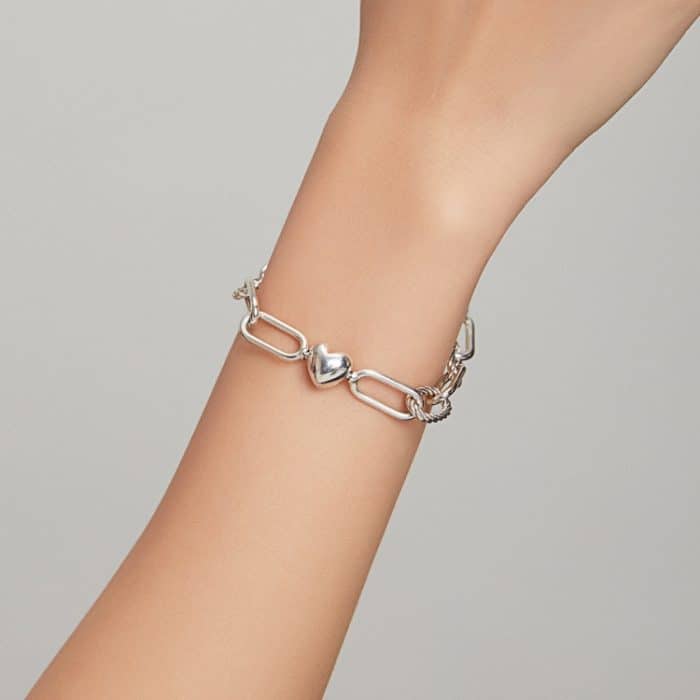 S925 Sterling Silber Büroklammer Love Damen Armband Schmuck – Bild 10