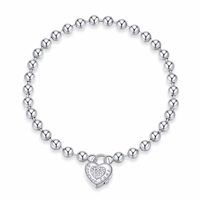 S925 Sterling Silber Herzförmige Punk Perlen Damen Armband Schmuck – Bild 1