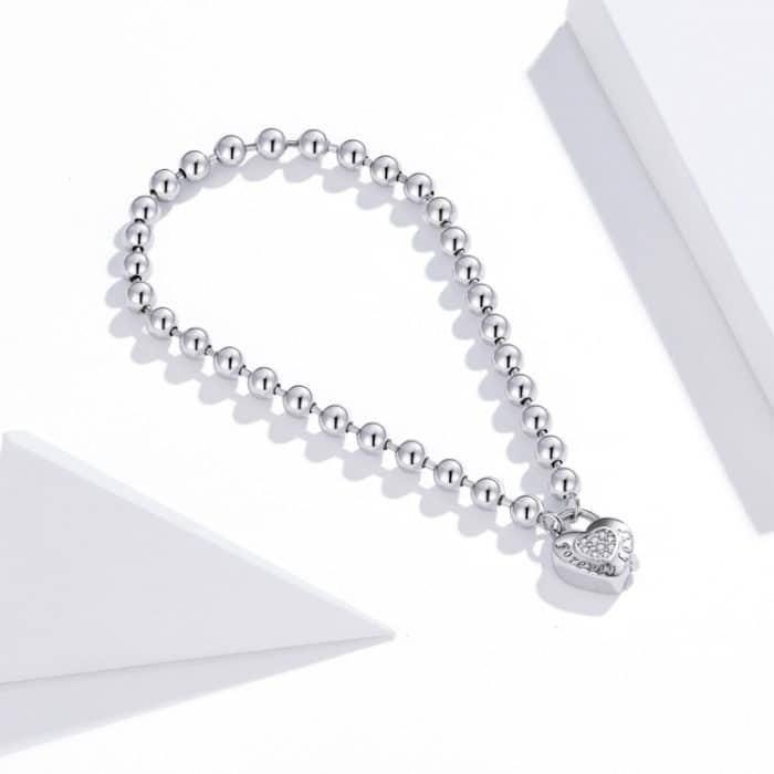 S925 Sterling Silber Herzförmige Punk Perlen Damen Armband Schmuck – Bild 3