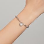 S925 Sterling Silber Herzförmige Punk Perlen Damen Armband Schmuck – Bild 9