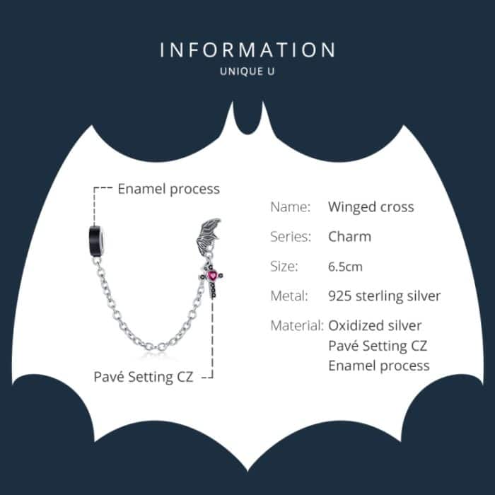 S925 Sterling Silber Flying Wing Cross Sicherheitskette DIY Armband Halskette Zubehör – Bild 3