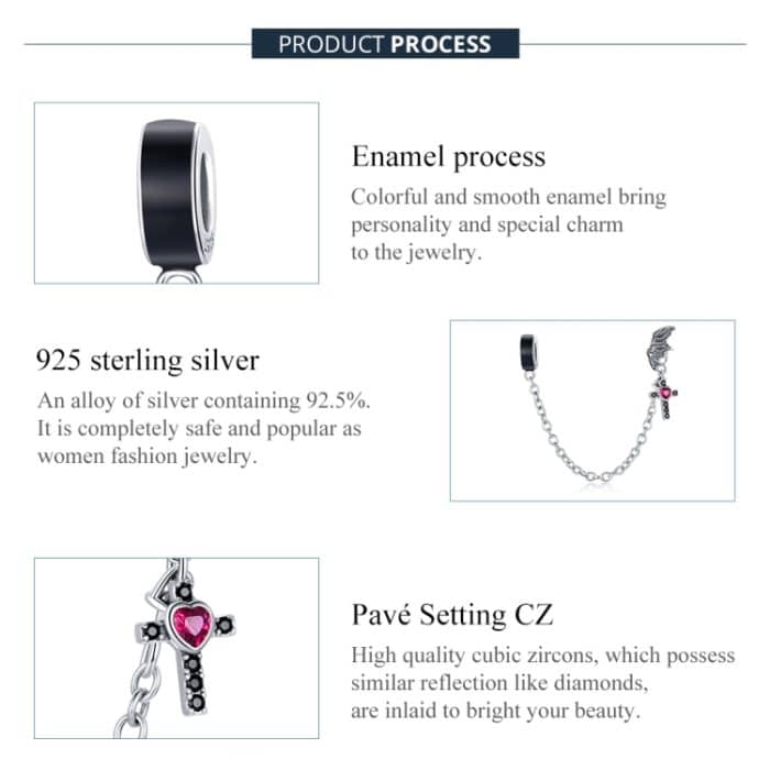 S925 Sterling Silber Flying Wing Cross Sicherheitskette DIY Armband Halskette Zubehör – Bild 4