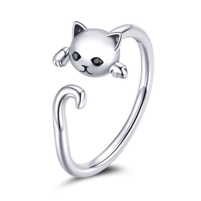 Offener Ring mit niedlicher Katze aus S925-Sterlingsilber für Damen – Bild 1