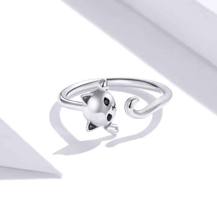 Offener Ring mit niedlicher Katze aus S925-Sterlingsilber für Damen – Bild 2