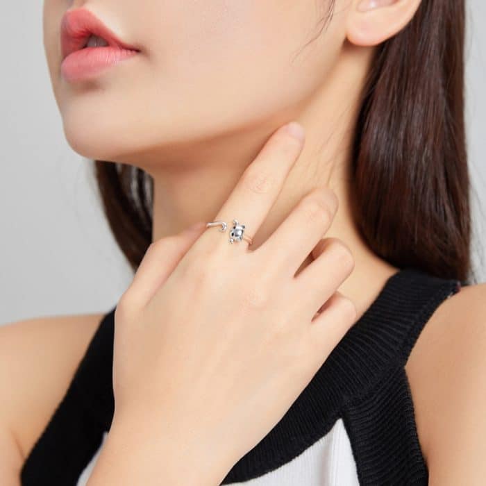 Offener Ring mit niedlicher Katze aus S925-Sterlingsilber für Damen – Bild 7