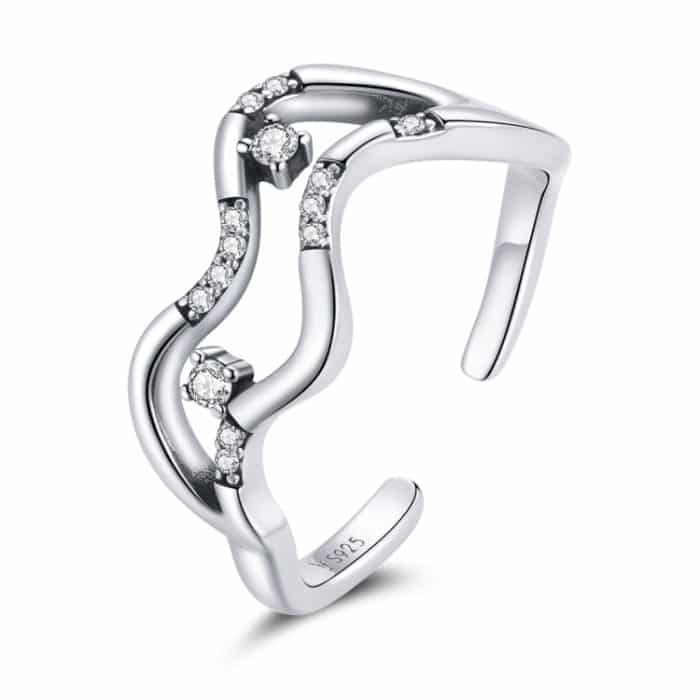 S925 Sterling Silber Galaxy Stars Frauen Open Ring – Bild 1