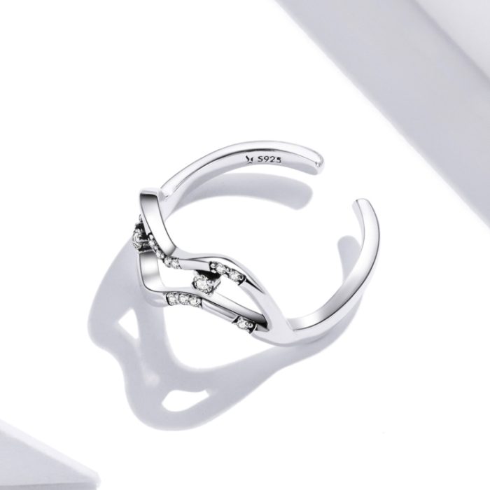 S925 Sterling Silber Galaxy Stars Frauen Open Ring – Bild 4