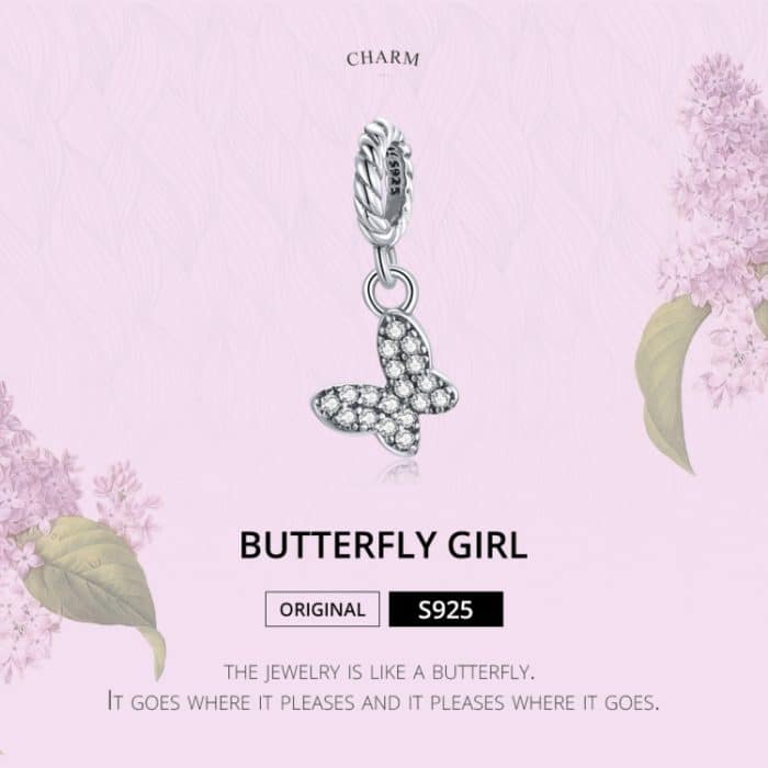 S925 Sterling Silber Schmetterling Mädchen Anhänger DIY Armband Halskette Zubehör – Bild 3