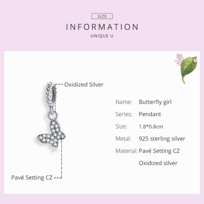 S925 Sterling Silber Schmetterling Mädchen Anhänger DIY Armband Halskette Zubehör – Bild 4