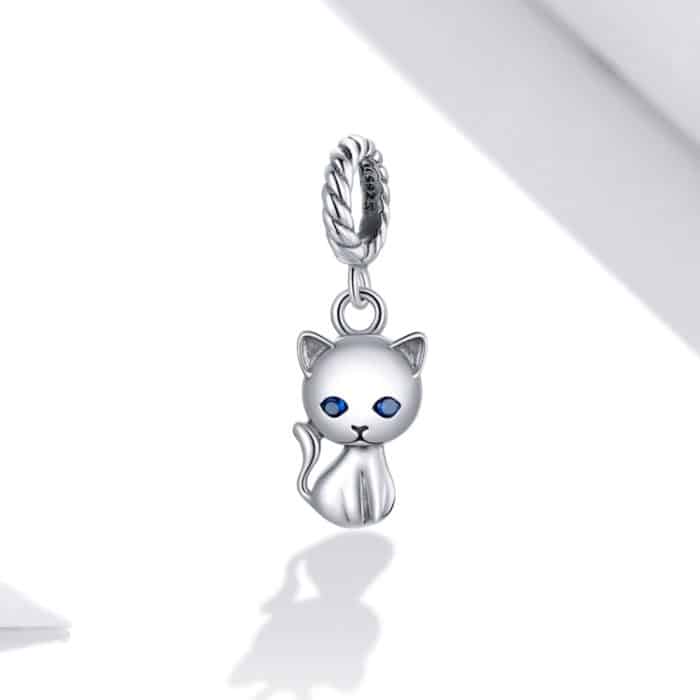 S925 Sterling Silber Cute Cat Anhänger DIY Armband Halskette Zubehör – Bild 2