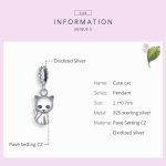 S925 Sterling Silber Cute Cat Anhänger DIY Armband Halskette Zubehör – Bild 4