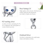 S925 Sterling Silber Cute Cat Anhänger DIY Armband Halskette Zubehör – Bild 5