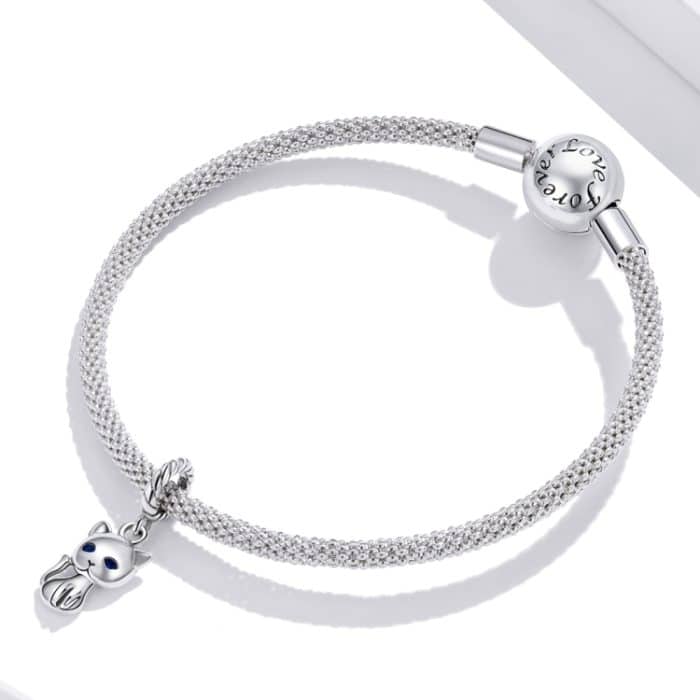 S925 Sterling Silber Cute Cat Anhänger DIY Armband Halskette Zubehör – Bild 7