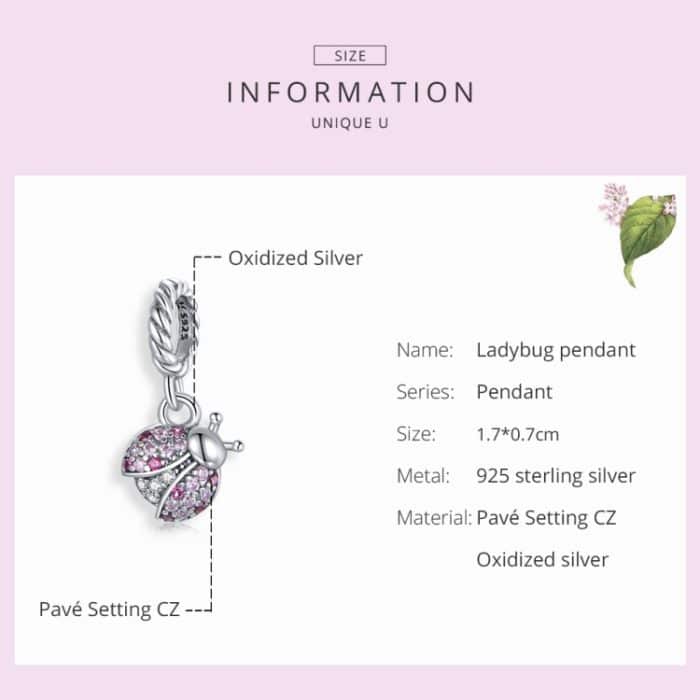 S925 Sterling Silber Marienkäfer Anhänger DIY Armband Halskette Zubehör – Bild 4