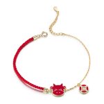 S925 Sterling Silber Red Rope Nette Kuh Frauen Armband Schmuck