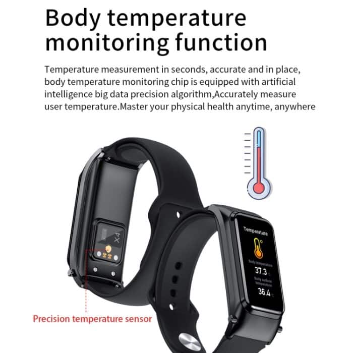 X4 1,14 Zoll HD-Bildschirm Bluetooth-Kopfhörer-Smart-Armband, unterstützt Schlafüberwachung/Körpertemperaturüberwachung/Herzfrequenzüberwachung – Bild 8