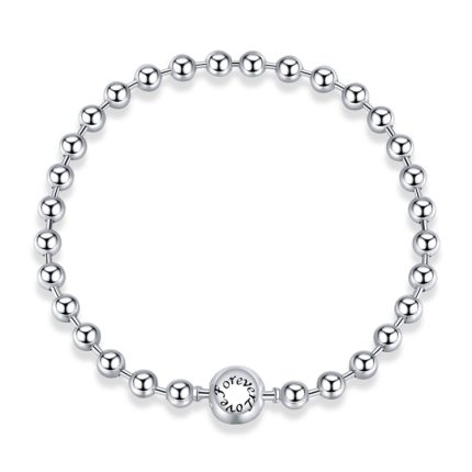 S925 Sterling Silber Punk Runde Perlen Damen Armband Schmuck