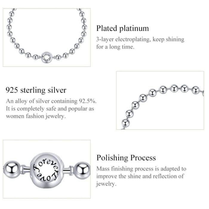 S925 Sterling Silber Punk Runde Perlen Damen Armband Schmuck – Bild 6