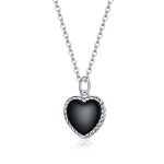 S925 Sterling Silber Schwarzes Herz Frauen Nacklace Schmuck