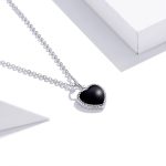 S925 Sterling Silber Schwarzes Herz Frauen Nacklace Schmuck – Bild 2