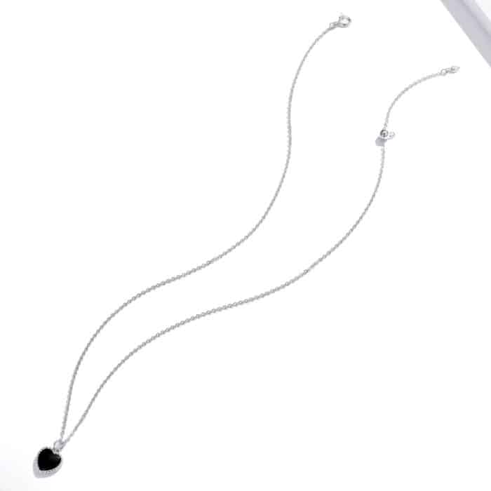 S925 Sterling Silber Schwarzes Herz Frauen Nacklace Schmuck – Bild 3