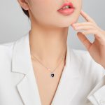 S925 Sterling Silber Schwarzes Herz Frauen Nacklace Schmuck – Bild 7