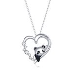S925 Sterling Silber herzförmige Panda Frauen Nacklace Schmuck
