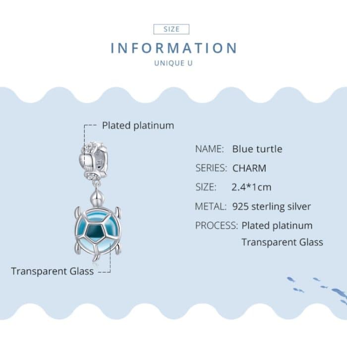 S925 Sterling Silber Blaue Turtle Anhänger DIY Armband Halskette Zubehör – Bild 4