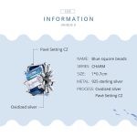 S925 Sterling Silber Blau Würfel Zirkon Perlen DIY Armband Halskette Zubehör – Bild 4