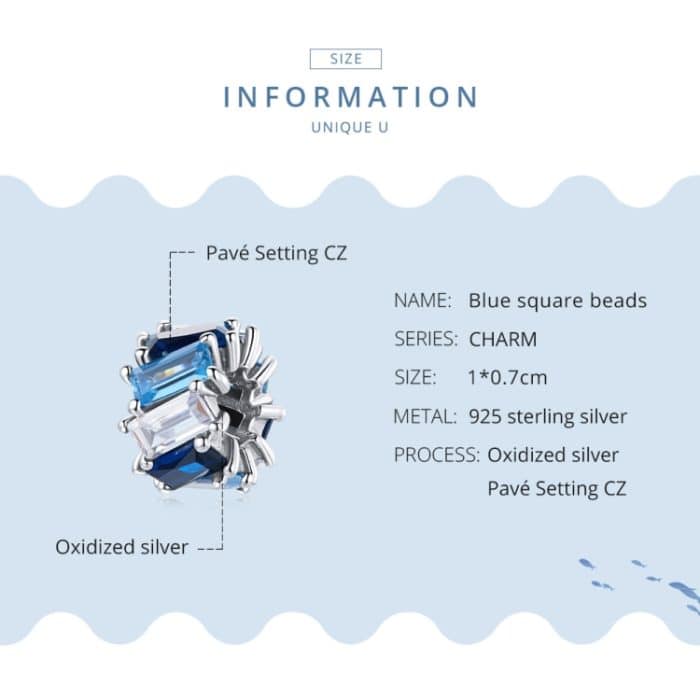 S925 Sterling Silber Blau Würfel Zirkon Perlen DIY Armband Halskette Zubehör – Bild 4
