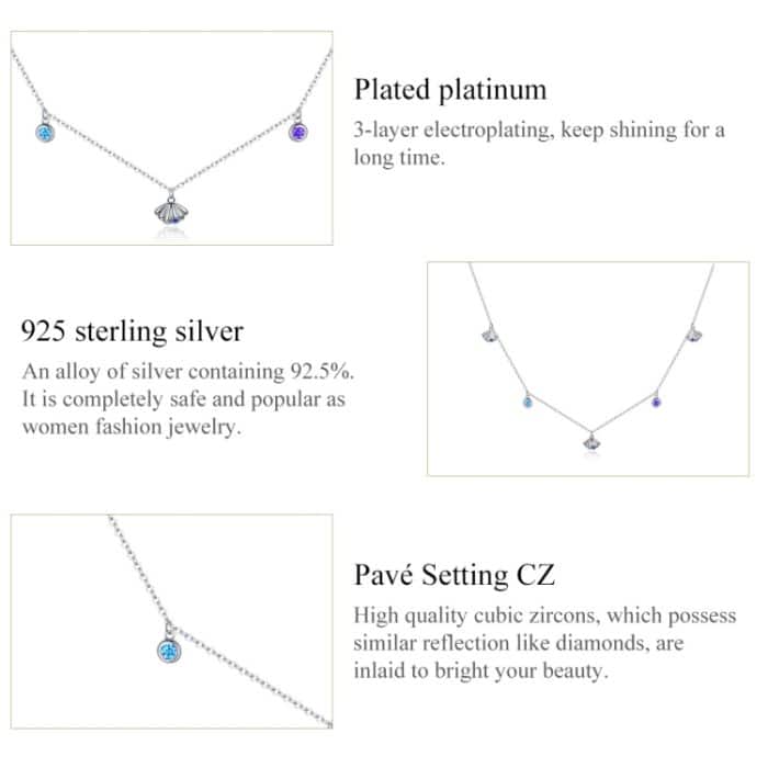 S925 Sterling Silber Einfache Liebe der Muscheln Frauen Nacklace Schmuck – Bild 5