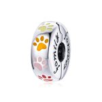 S925 Sterling Silber Bunte Paw Print Perlen DIY Armband Halskette Zubehör