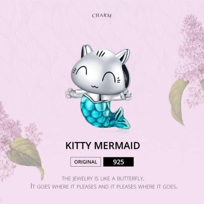 S925 Sterling Silber Cat Mermaid Perlen DIY Armband Halskette Zubehör – Bild 3