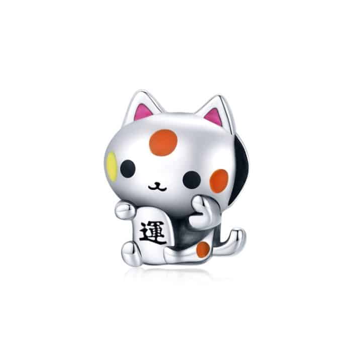 S925 Sterling Silber Nette Glückliche Katze Perlen DIY Armband Halskette Zubehör – Bild 1