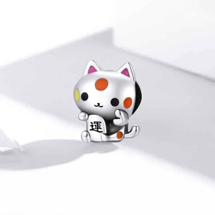 S925 Sterling Silber Nette Glückliche Katze Perlen DIY Armband Halskette Zubehör – Bild 2